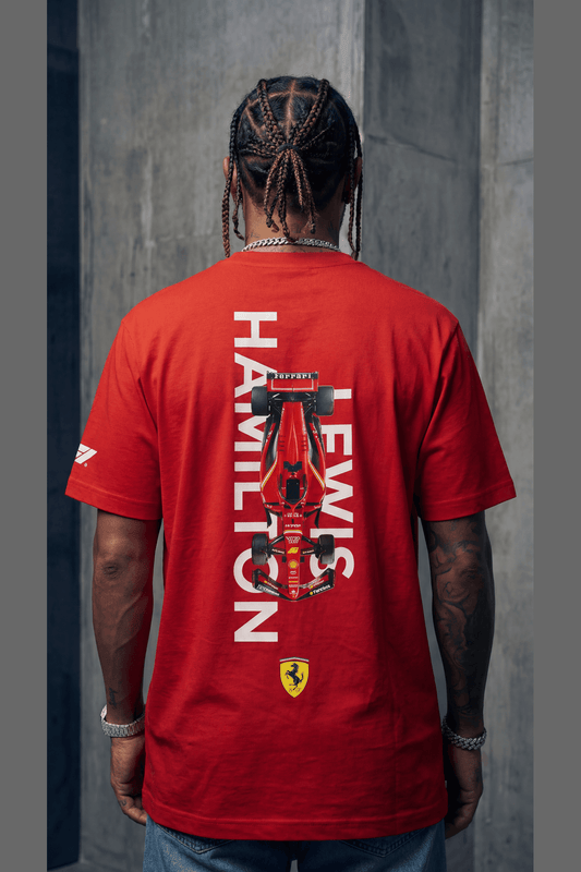 Getsetwear Lewis Ferrari inspired T-shirt representing Formula 1 fashion in India