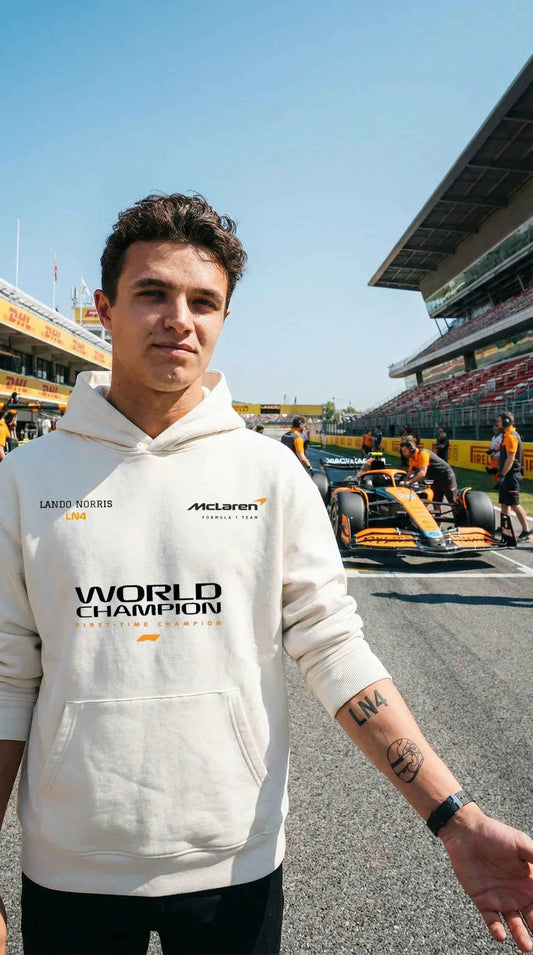 Getsetwear Norris McLaren white hoodie for a fan-merch capsule wardrobe