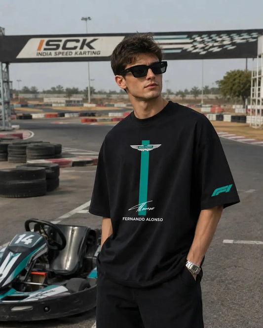 Black Aston Martin F1 oversized T-shirt - Getsetwear