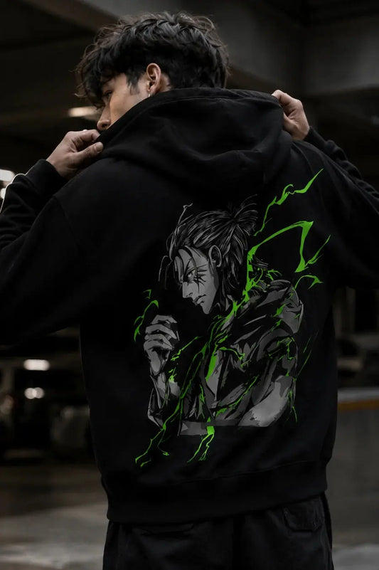 Black Eren Yeager Attack on Titan oversized hoodie - Getsetwear