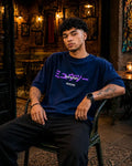 Navy blue Mewtwo oversized graphic T-shirt - Getsetwear