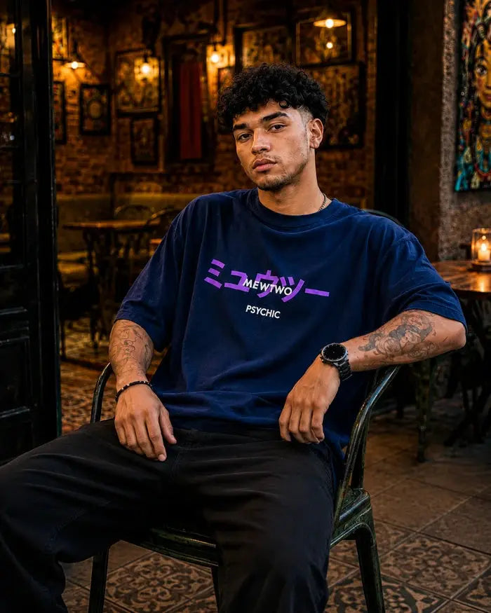 Mewtwo Navy Blue Oversize Tshirt