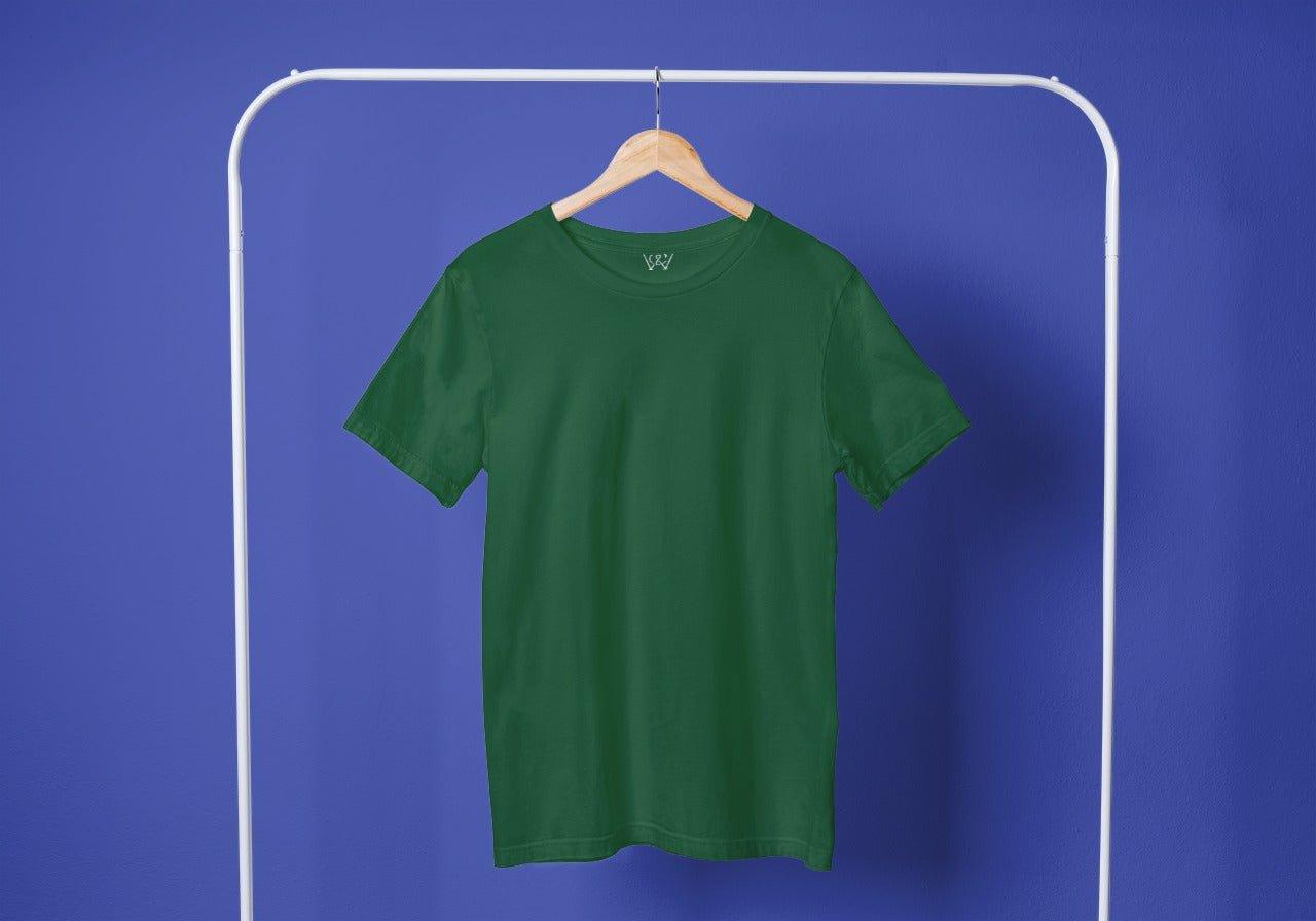 Bottle Green Solid Tshirt - Getsetwear